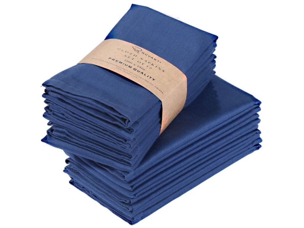 Ruvanti Kitchen Cloth Napkins 12 Pack (18" X18"),Dinner Napkins Soft & Comfortable Reusable Napkins - Linen Napkins -Perfect Table Napkins/Navy Blue Napkins for Holiday Parties,Weddings &More by Ruvanti