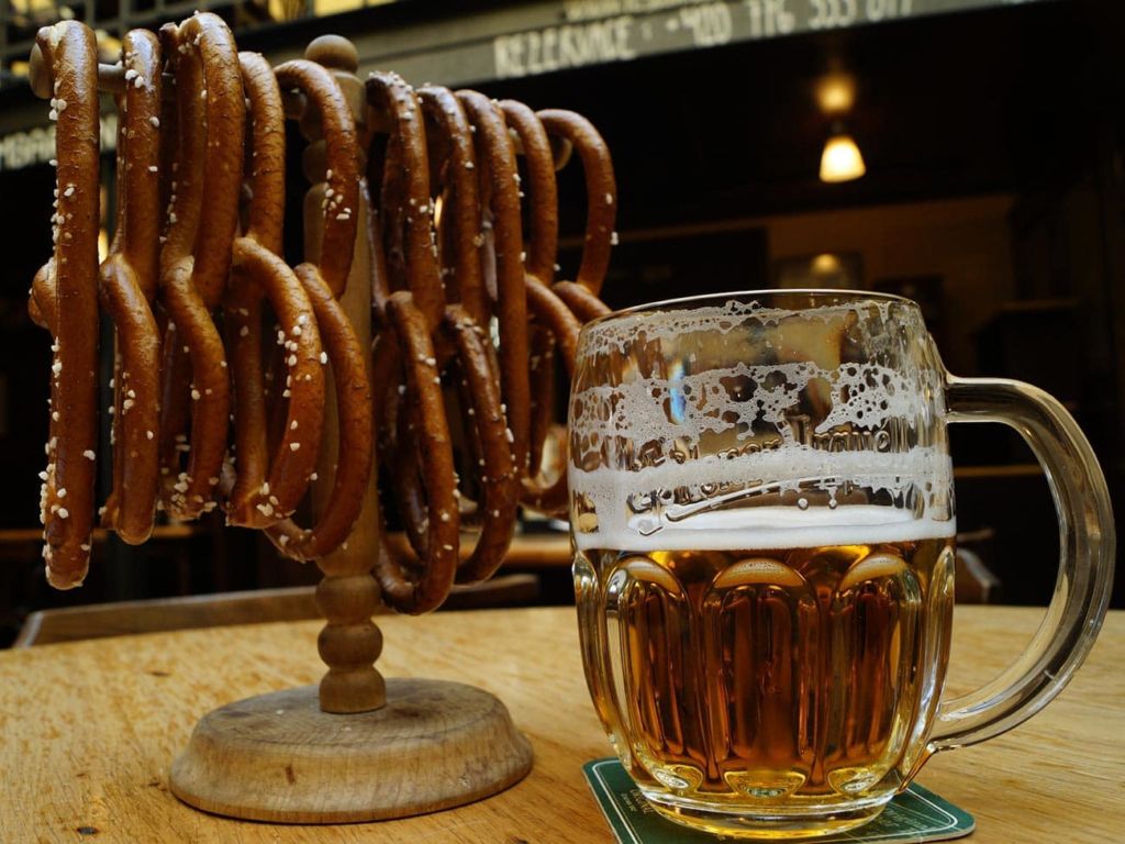 beer and pretzels