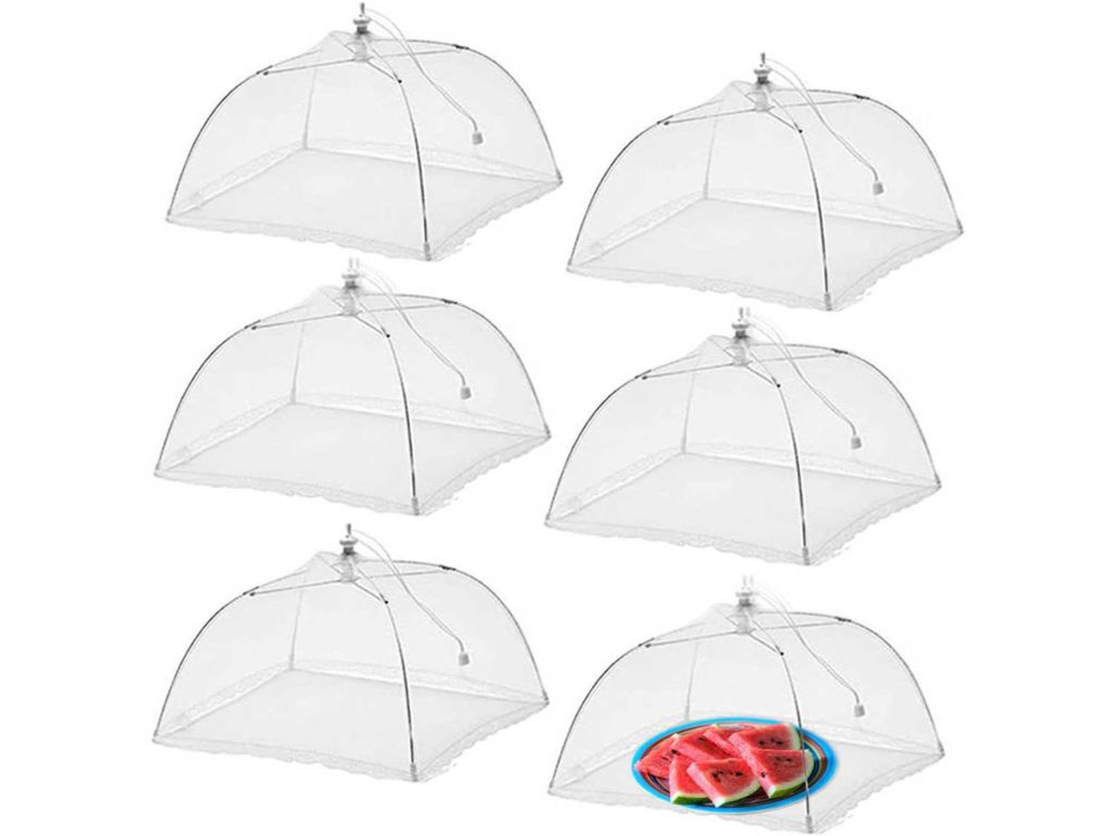 Simply Genius (6 pack) Large and Tall 17x17 Pop-Up Mesh Food Covers Tent Umbrella for Outdoors, Screen Tents, Parties Picnics, BBQs, Reusable and Collapsible
