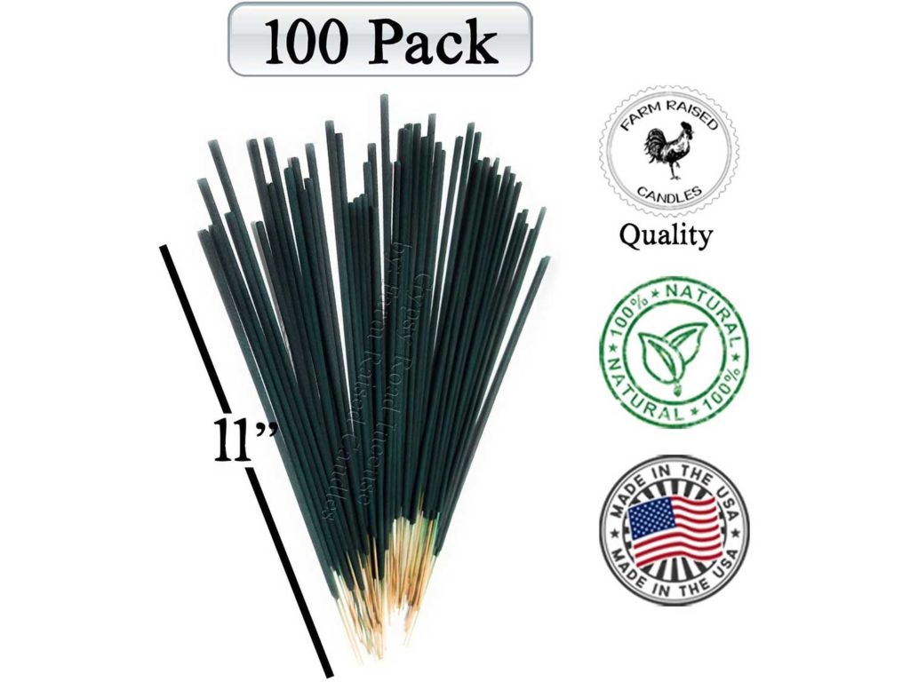 Farm Raised Candles 100 Pack Mintronella Naturals Mosquito Gnats Insect Patio Sticks. USA Hand-Crafted with Citronella Lemongrass and Peppermint Essential Oils Balcony Yard Party