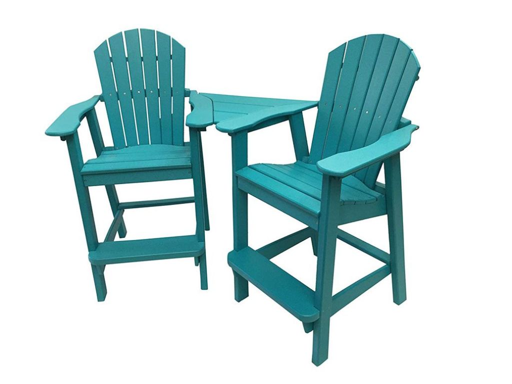Phat Tommy Recycled Poly Resin Balcony Chair Settee – Durable and Eco-Friendly Adirondack Armchair and Removable Side Table. This Patio Furniture is Great for Your Lawn, Garden, Swimming Pool, Deck.