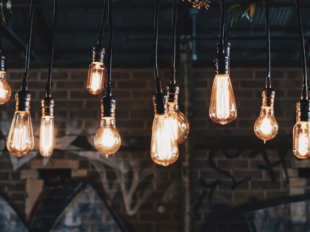 Lightbulbs hanging on a string