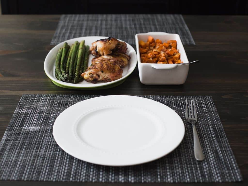 Plated food on a placemat