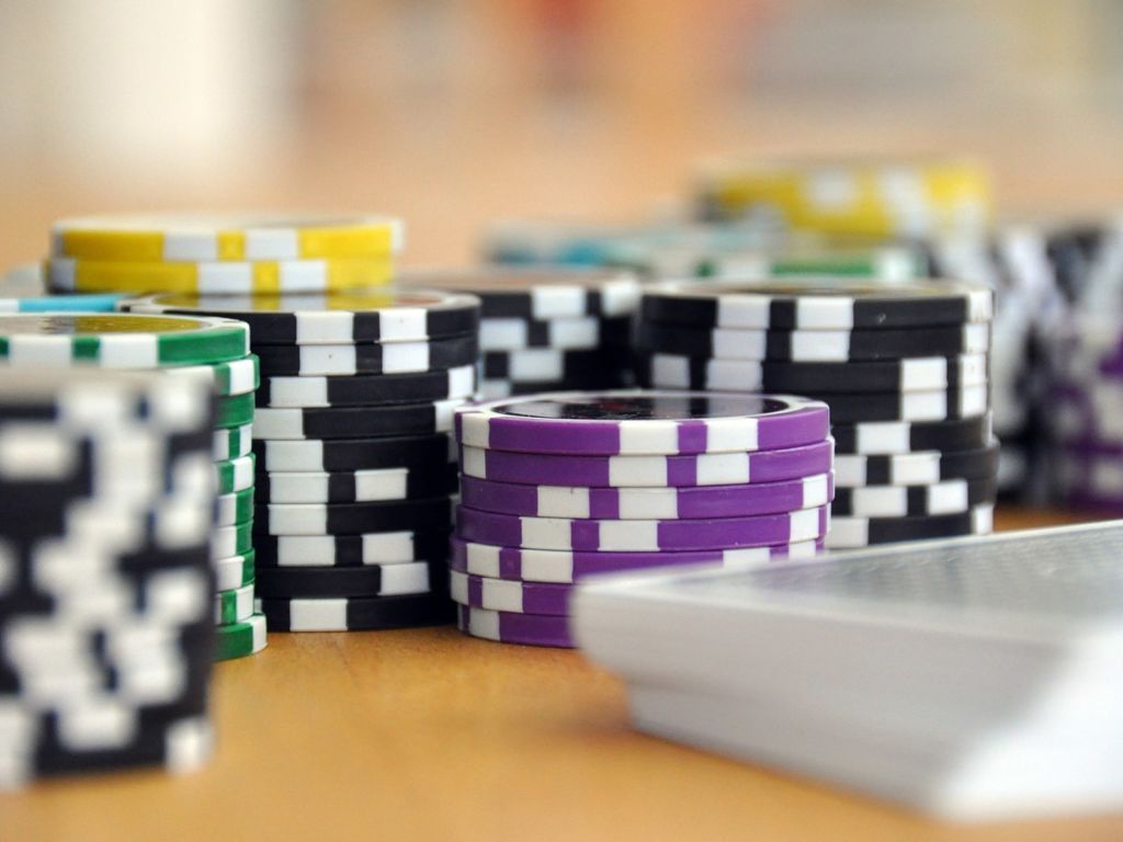 Poker chips on a table