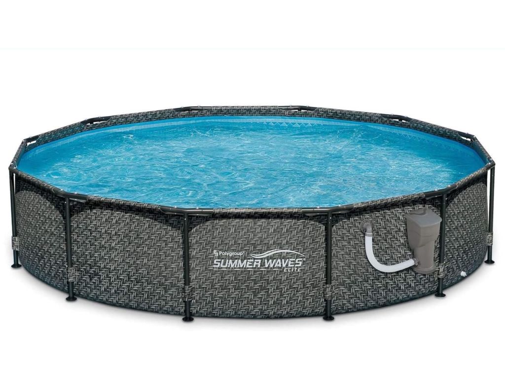 Summer Waves 12ft x 33in Round Above Ground Outdoor Frame Swimming Pool with Filter Pump