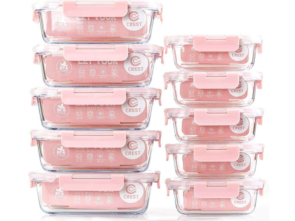[10 Pack] Glass Meal Prep Containers, Food Storage Containers with Lids Airtight, Glass Lunch Boxes, Microwave, Oven, Freezer and Dishwasher Safe