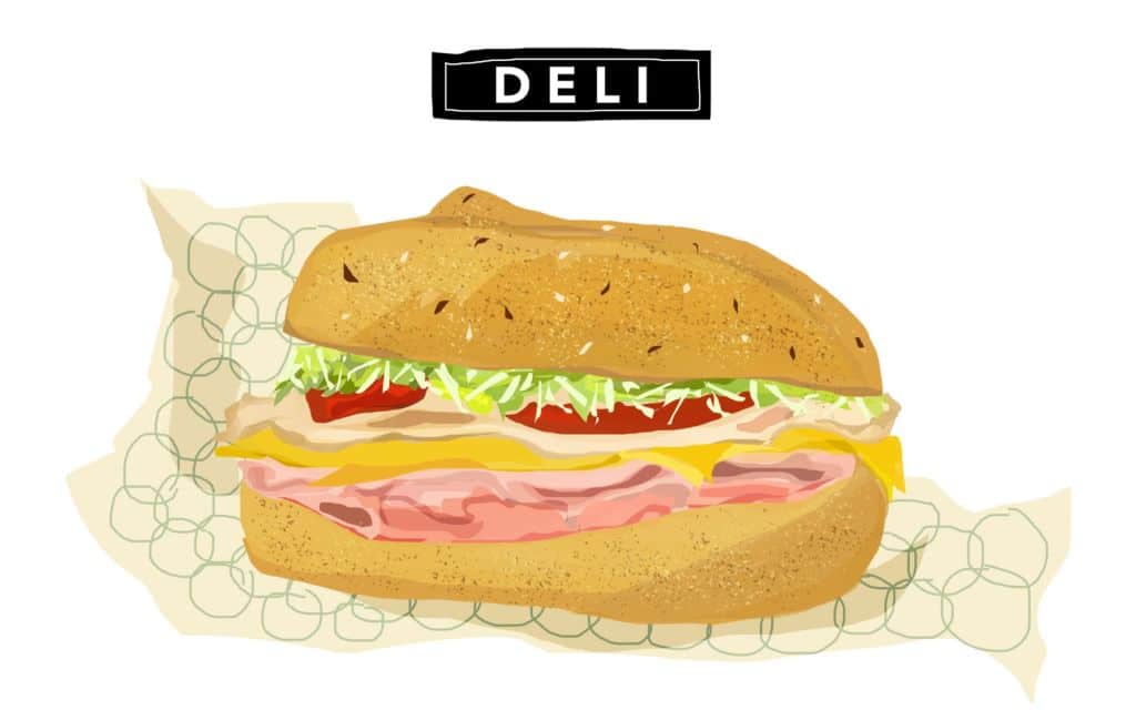 Illustration of Publix sub sandwich on multi-grain bread