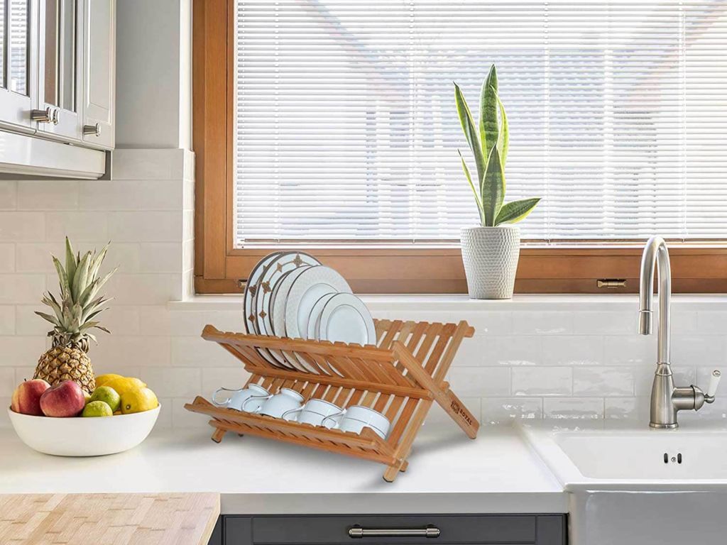 Dish rack in a kitchen