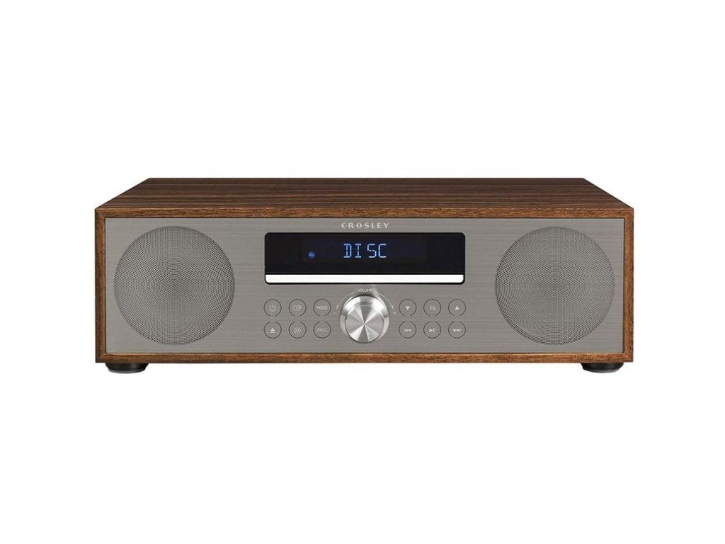 Crosley CR3501A-WA Fleetwood Bluetooth FM Clock Radio and CD Player, Walnut