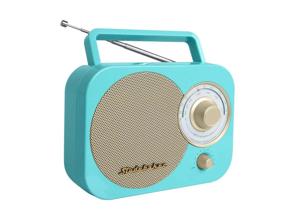 Studebaker SB2000TS Teal/Silver Retro Classic Portable AM/FM Radio with Aux Input