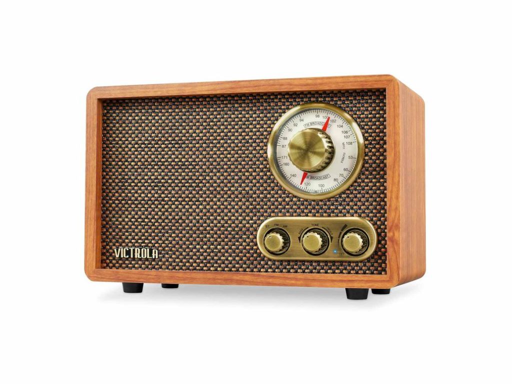 Victrola Retro Wood Bluetooth FM/AM Radio with Rotary Dial, Walnut