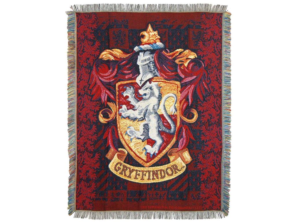 Full View of "Gryffindor Shield" Woven Tapestry Throw Blanket