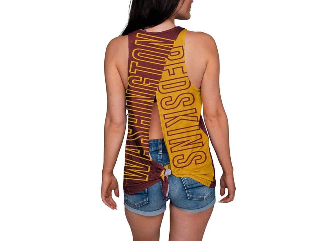 Backview of Redskins Womens Tie Breaker Tank Top Shirt