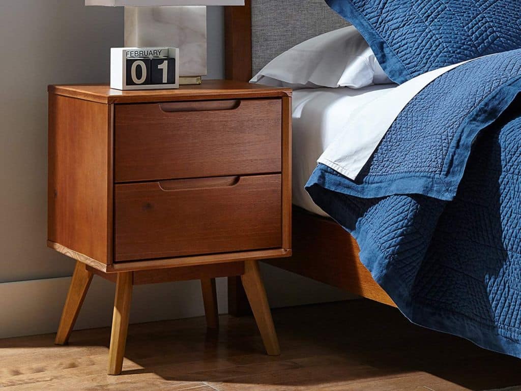 Amazon Brand – Rivet Mid-Century Stark 2-Drawer Nightstand, 24"H, Walnut