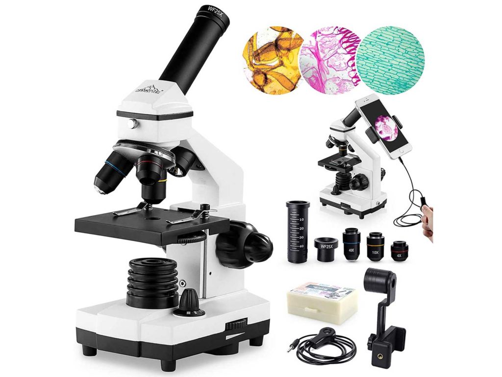 200X-2000X Microscopes for Kids Students Adults, with Microscope Slides Set, Phone Adapter, Powerful Biological Microscopes for School Laboratory Home Science Education