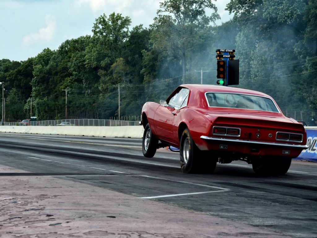 red car drag racing