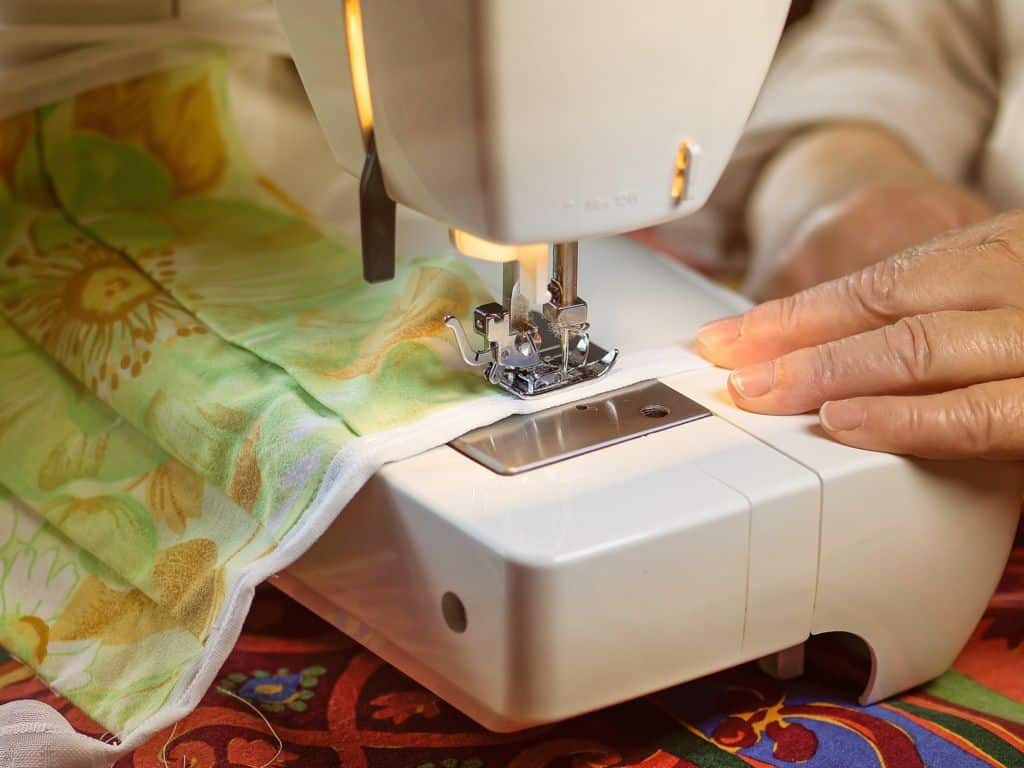 Woman using a sewing machine