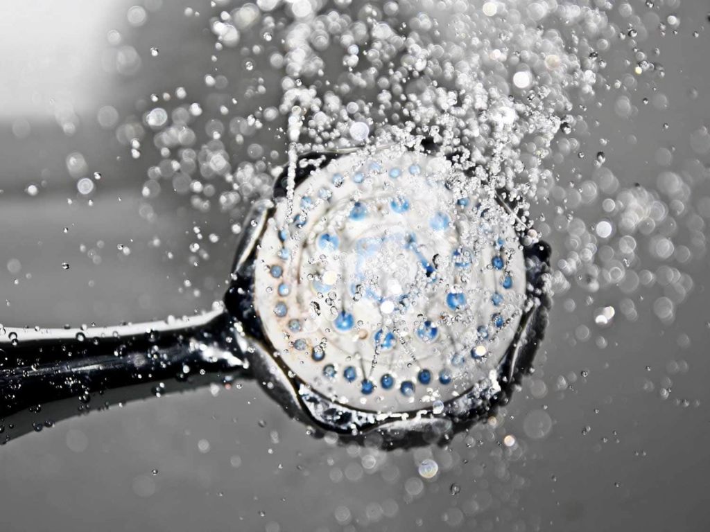 Shower head in action.