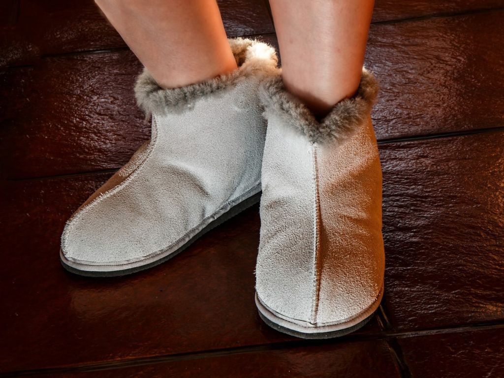 Woman wearing slippers