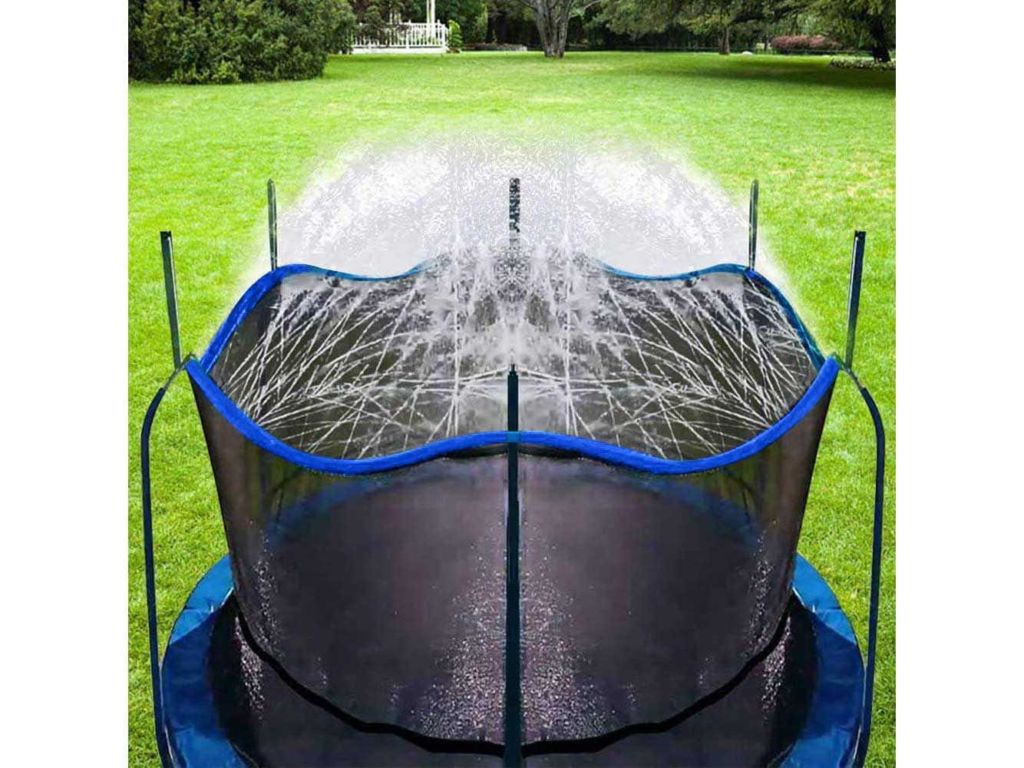 Bobor Trampoline Sprinkler for Kids, Outdoor Trampoline Backyard Water Park Sprinkler Fun Summer Outdoor Water Toys for Boys Girls. (Blue, 39ft)