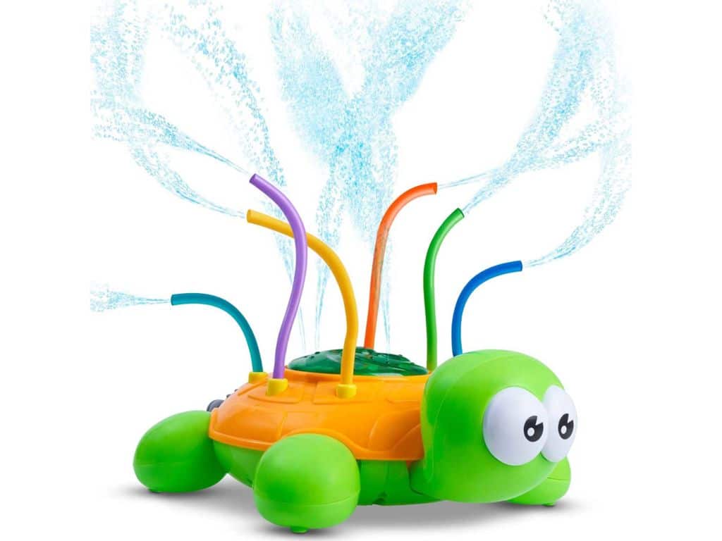 CHUCHIK Outdoor Water Spray Sprinkler for Kids and Toddlers - Backyard Spinning Turtle Sprinkler Toy w/ Wiggle Tubes - Splashing Fun for Summer Days - Sprays Up to 8ft. High - Attaches to Garden Hose