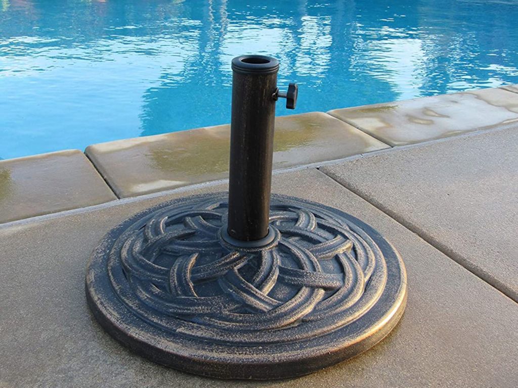 Umbrella stand on a patio