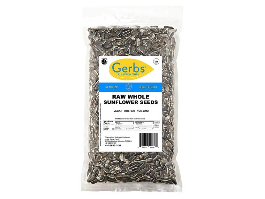 GERBS Raw Whole Sunflower Seeds, 64 ounce Bag, Top 14 Food Allergen Free, Non GMO, Vegan, Keto, Paleo Friendly