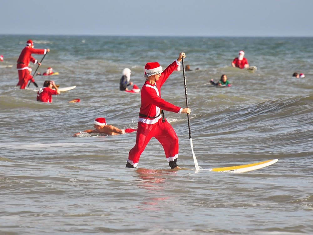 surfing santas