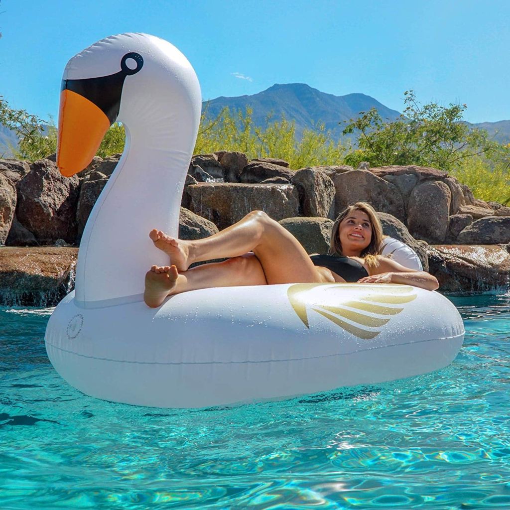 GoFloats Giant Inflatable Pool Floats with Bonus Drink Float, Choose from Our Awesome Styles (Unicorn, Dragon, Flamingo, Bull and Swan)