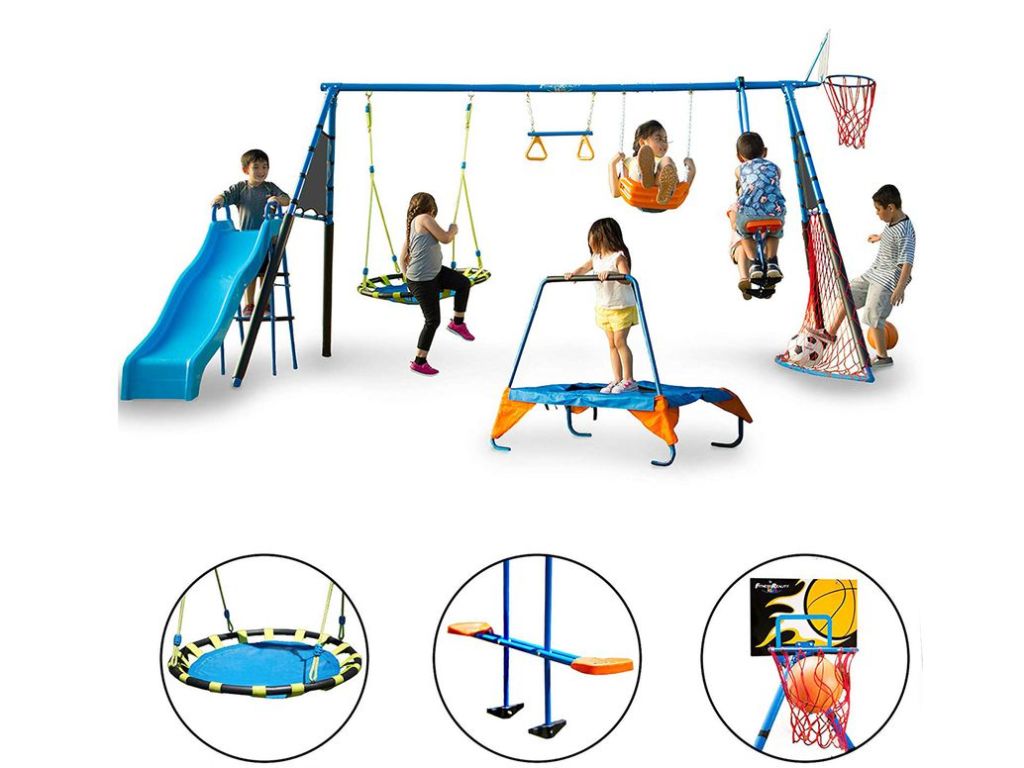 FITNESS REALITY KIDS ‘The Ultimate’ 8 Station Sports Series Metal Swing Set
