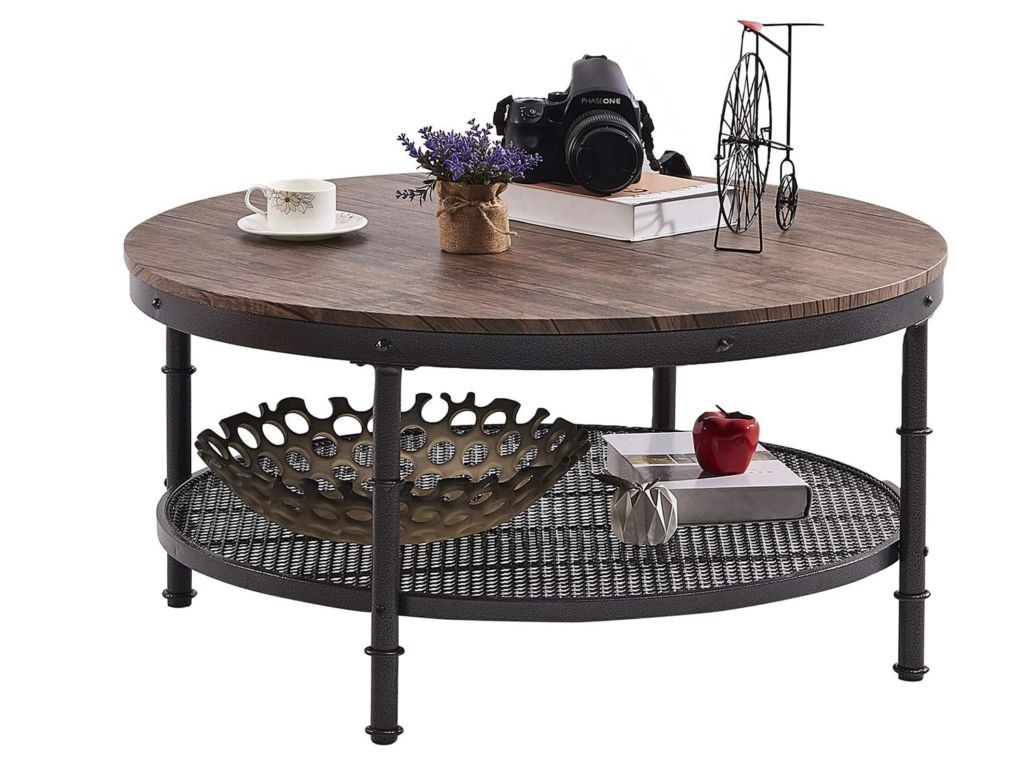 Rustic Industrial Design Round Coffee Table