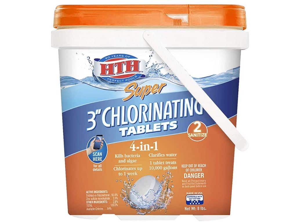 HTH 42037 Super 3-inch Chlorinating Tablets for Swimming Pools, 8 lbs