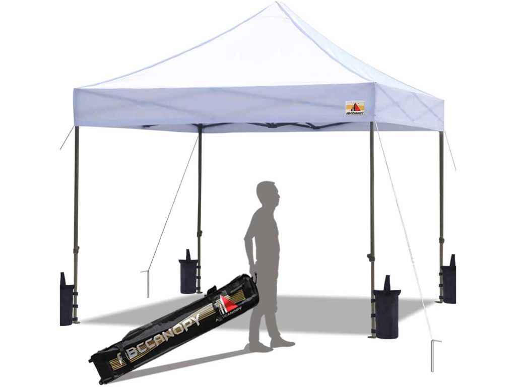 ABCCANOPY Pop up Canopy Tent Commercial Instant Shelter with Wheeled Carry Bag, Bonus 4 Canopy Sand Bags, 10x10 FT (White)