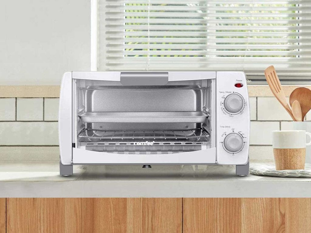 Toaster oven on a counter