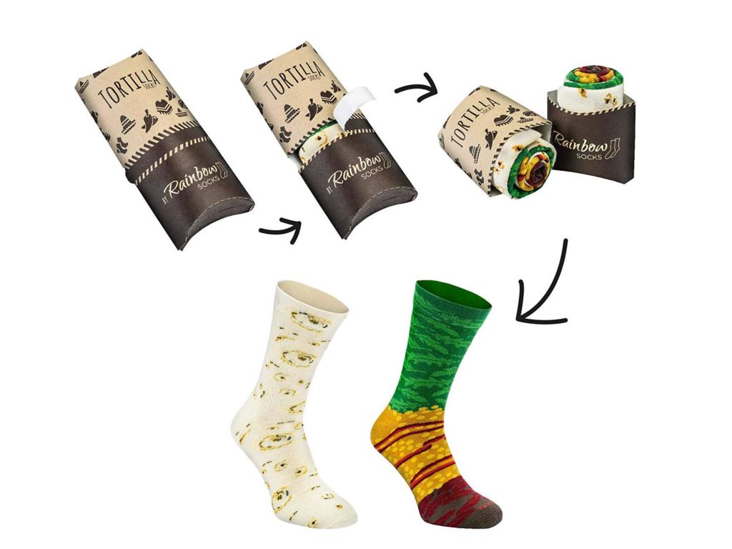 Rainbow Socks - Mens Womens Mexican Wrap Novelty Socks - Funny Gift - 2 Pairs