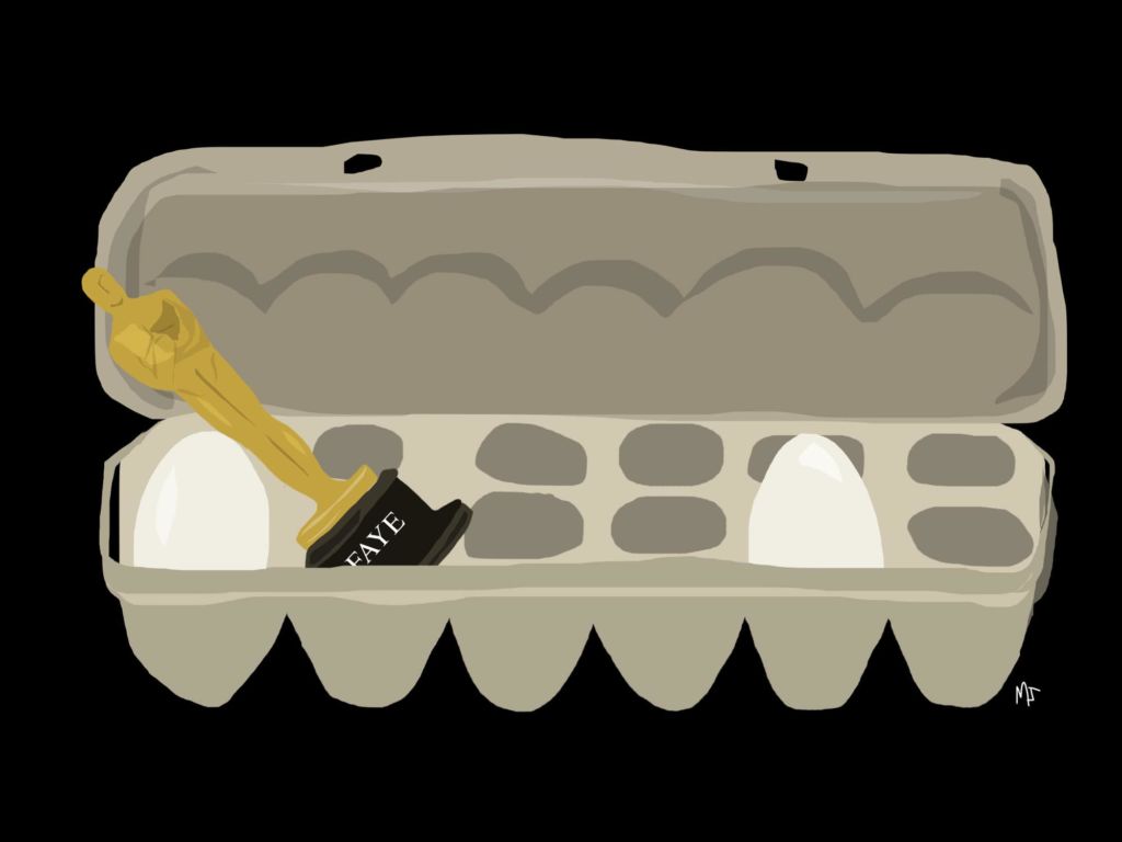 Illustration of an egg carton with an Academy Award