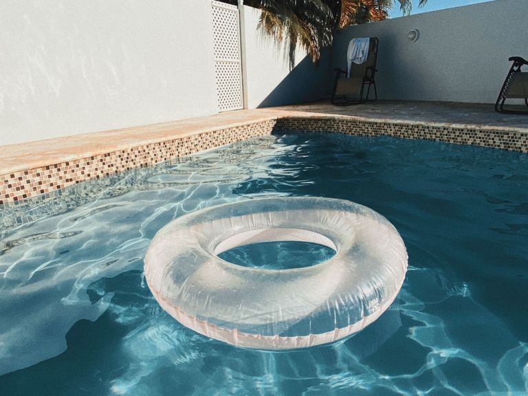 Pool float in a clean swimming pool