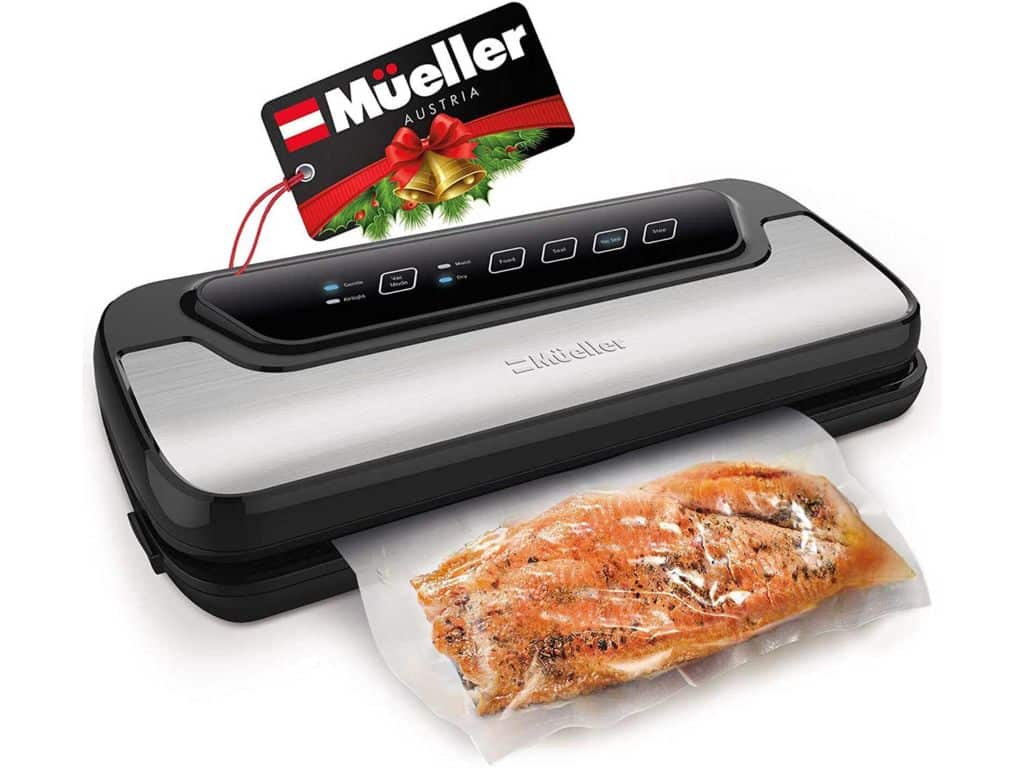 Vacuum Sealer Machine By Mueller | Automatic Vacuum Air Sealing System For Food Preservation w/Starter Kit | Compact Design | Lab Tested | Dry & Moist Food Modes | Led Indicator Lights