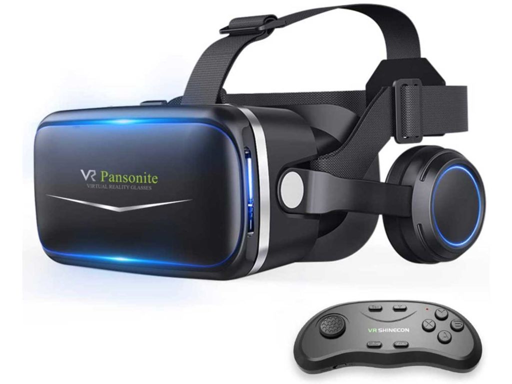 Pansonite Vr Headset with Remote Controller[New Version], 3D Glasses Virtual Reality Headset for VR Games & 3D Movies, Eye Care System for iPhone and Android Smartphones