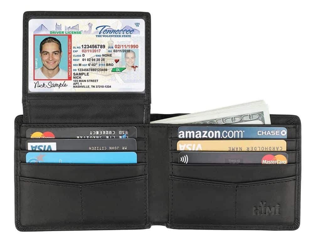 HIMI Men’s Genuine Leather RFID Blocking Bifold Wallet