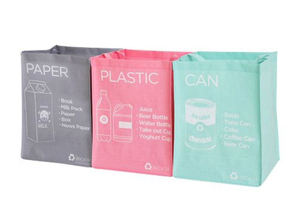 Ribens Recycle Bag Separate Recycle Bin Waterproof Waste Baskets Compartment Container Separate Recycling Bins Multipurpose Separator Box Set Front Recycle Separate Back Laundry Separate