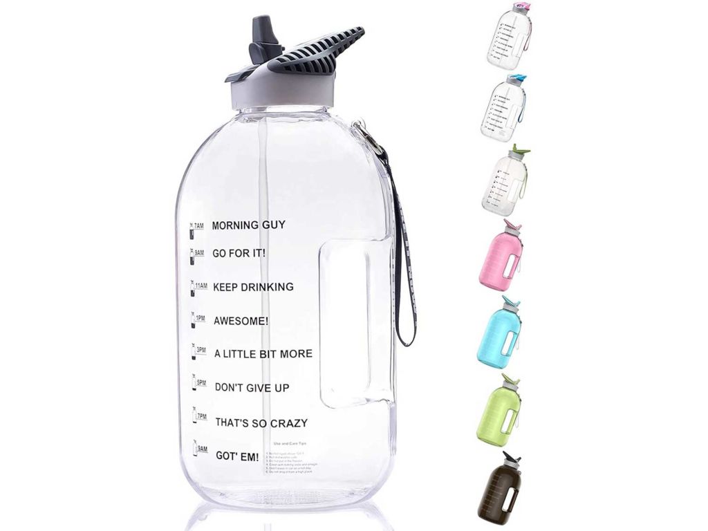BOTTLED JOY 1 Gallon Water Bottle with Straw Lid, BPA Free Large Water Bottle with Motivational Time Marker Reminder Leak-Proof Drinking Big Water Jug for Sports Workouts and Outdoor Activity