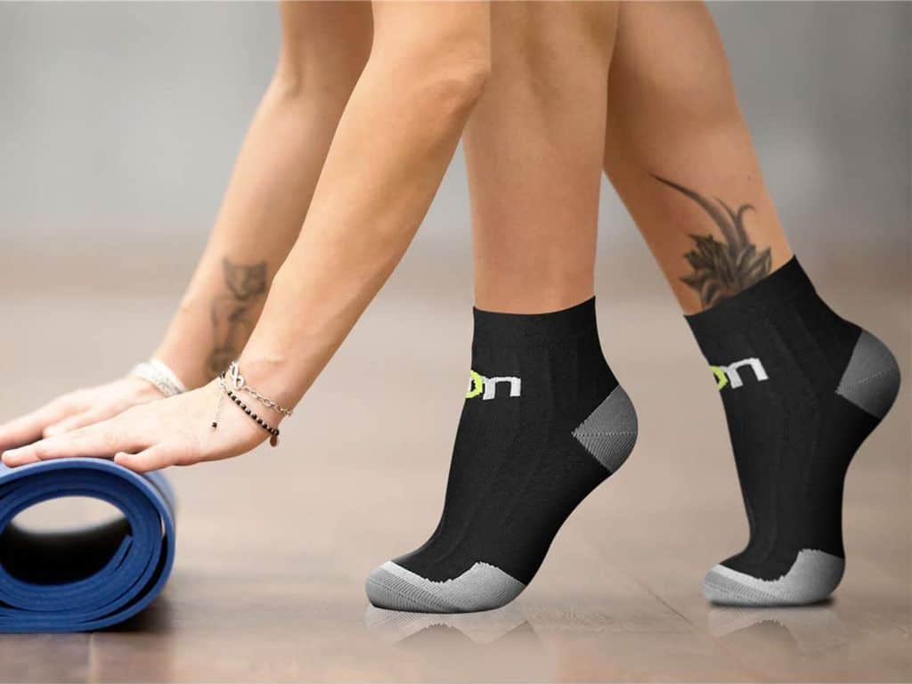 Woman wearing compression socks