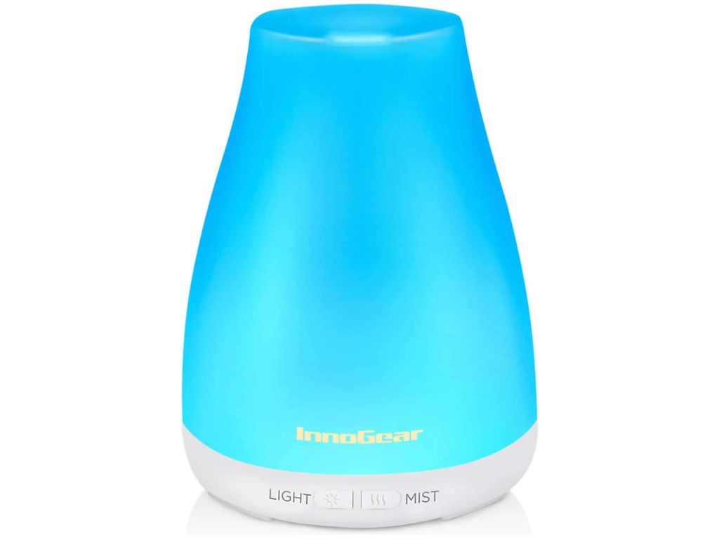 InnoGear Essential Oil Diffuser, Upgraded Diffusers for Essential Oils Aromatherapy Diffuser Cool Mist Humidifier with 7 Colors Lights 2 Mist Mode Waterless Auto Off for Home Office Room, Basic White