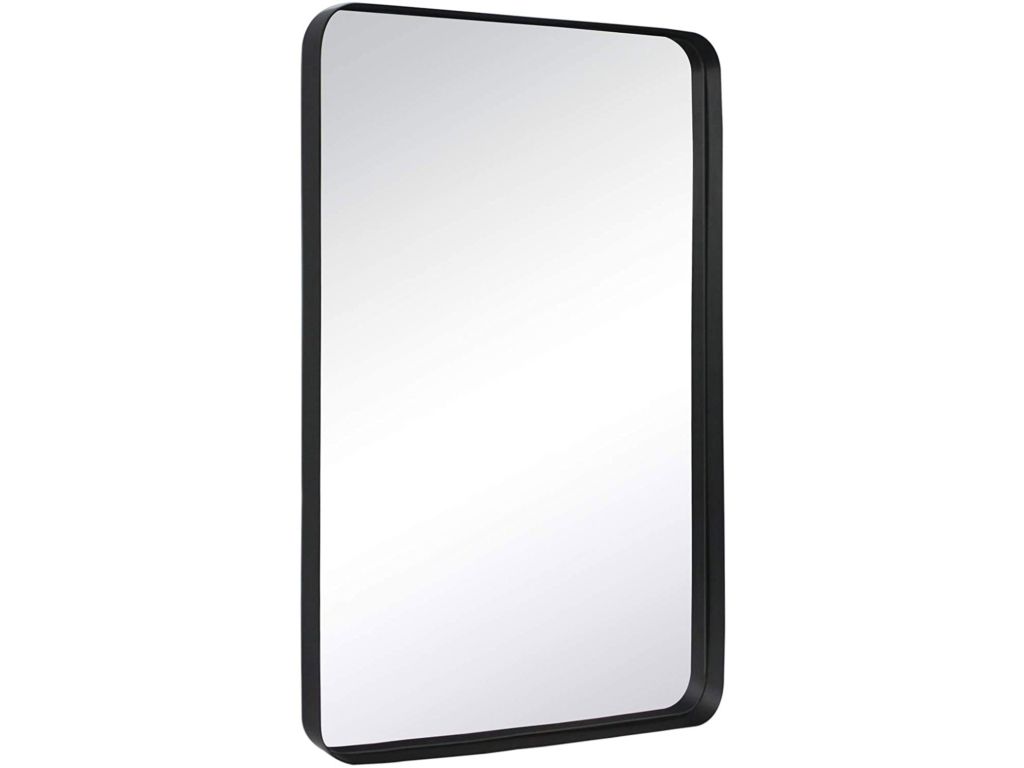 TEHOME 24x36 Black Metal Framed Bathroom Mirror for Wall in Stainless Steel Rounded Rectangular Bathroom Vanity Mirrors Wall Mounted