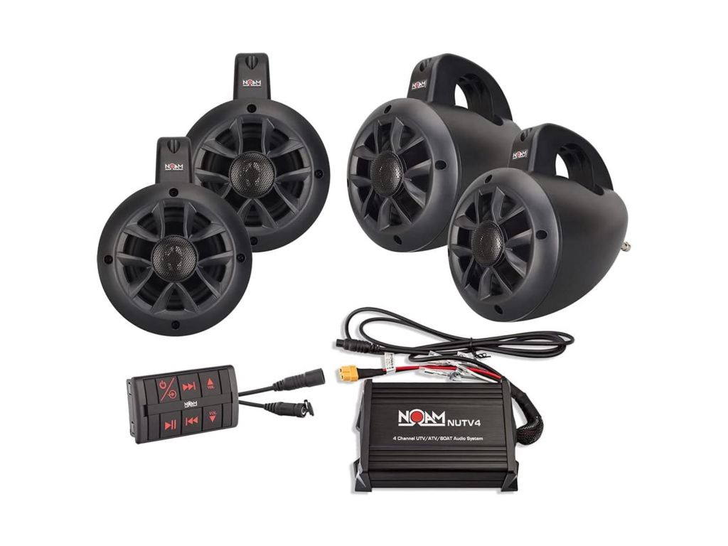 NOAM NUTV4 Quad - 4 Channels Marine Bluetooth ATV/Golf Cart/UTV Speakers Stereo System