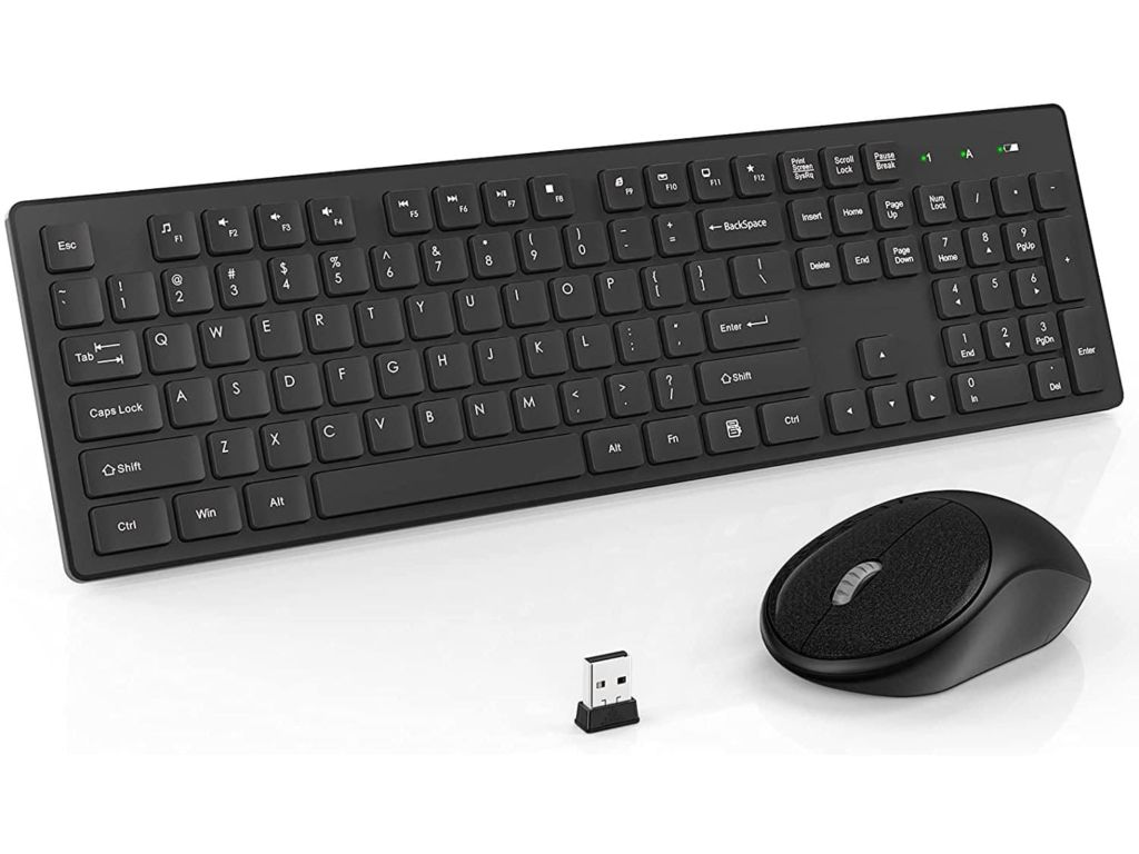 RATEL Wireless Keyboard Mouse Combo, 2.4GHz Slim Full-Sized Silent Wireless Keyboard and Mouse Combo with USB Nano Receiver for Laptop, PC (Black)