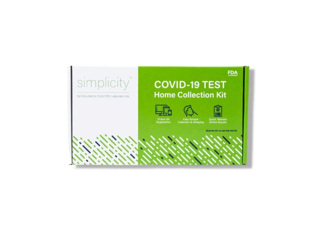 Simplicity COVID-19 PCR Home Testing Kit - No Prescription Required, FDA Authorized, Pre-Paid Return Shipping for Quick COVID Test Results (Single)