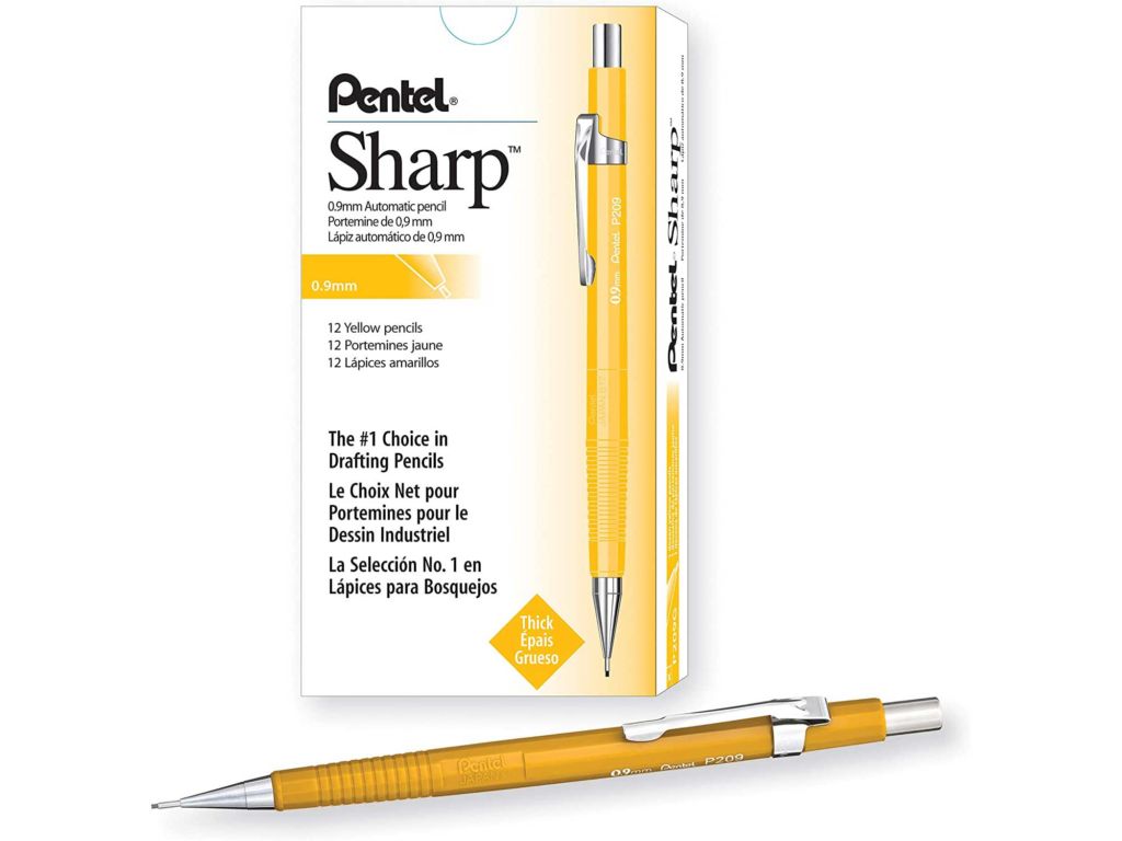 Pentel Sharp Automatic Pencil, 0.9mm Lead Size, Yellow Barrel