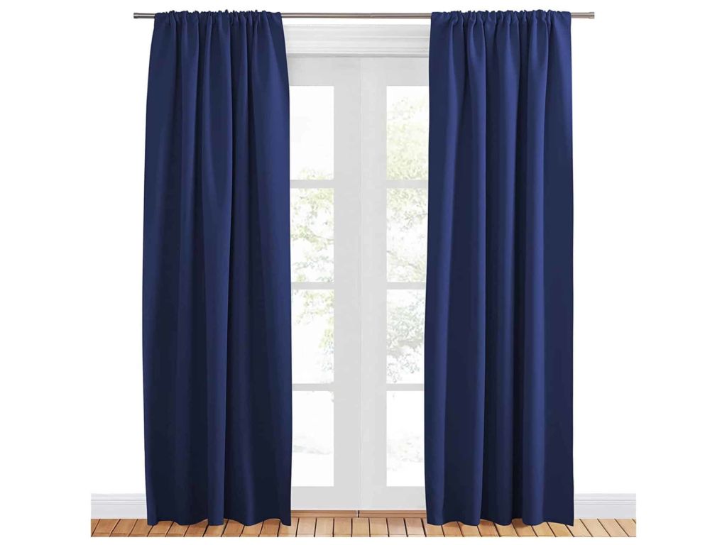 PONY DANCE Light Blocking Panels - Blackout Window Curtain Rod Pocket Thermal Insulated Curtains Energy Saving for Living Room/Bedroom, 52 Wide x 84 Long, Purplish Blue, 2 Pieces
